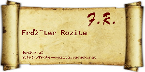 Fráter Rozita névjegykártya